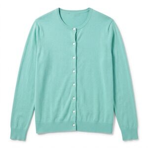Lands' End XL Womens Teal Green Button Front Cardigan Sweater Preppy Casual